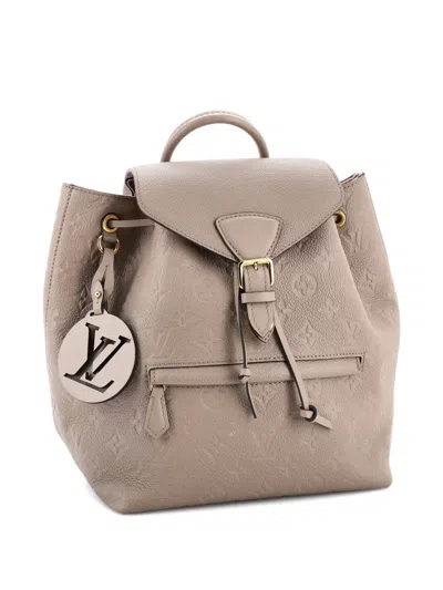 Pre-owned Louis Vuitton Montsouris Nm Monogram Empreinte Leather Pm Backpack In Neutral