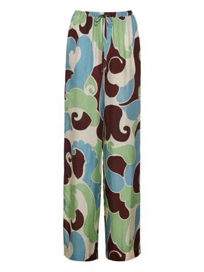 Cara Cara Girona Printed Trousers In Green