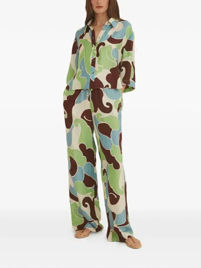 Cara Cara Girona Printed Trousers In Green