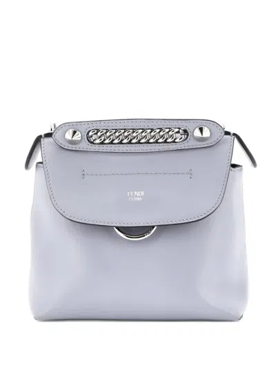 Pre-owned Fendi Back To School Leather Mini Backpack In Gray