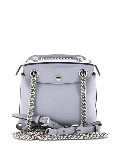 Pre-owned Fendi Back To School Leather Mini Backpack In Gray