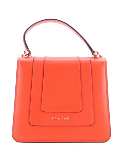 Pre-owned Bvlgari Serpenti Forever Top Handle Bag Leather Small Satchel In Orange