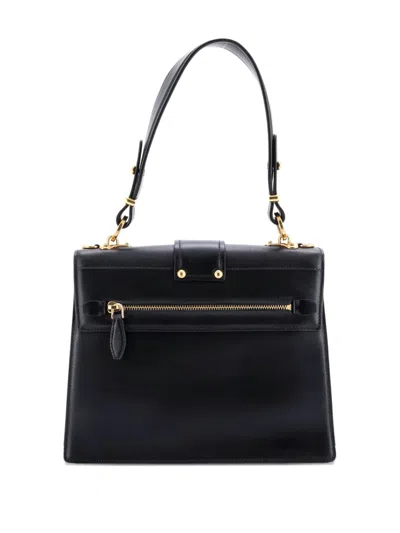 Pre-owned Prada Cahier Convertible City Calf And Saffiano Medium Shoulder Bag In Black