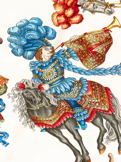 Pre-owned Hermes 2000-2020 Les Fetes Du Roi Soleil Silk Scarf Scarves In White