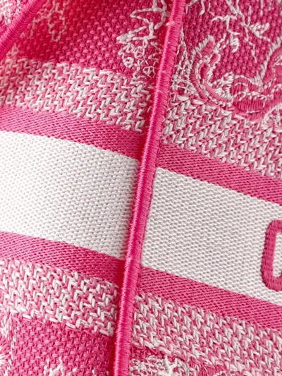 Pre-owned Dior Toile De Jouy Lady D-lite Bag Embroidered Canvas Tote Bag In Pink