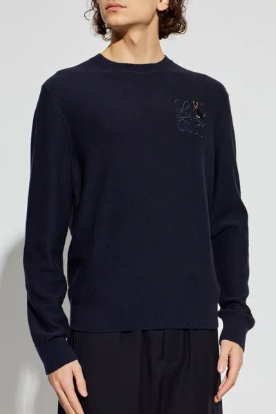 Loewe X Louis Wain Embroidered Wool Sweater In Blue