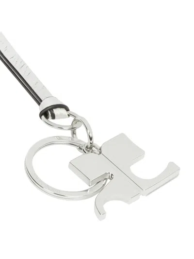 Courrèges Leather Key Ring In Silver