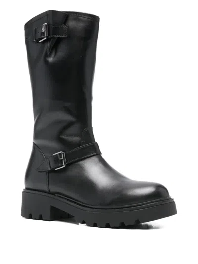 Keys Buckle Strap Boots In Black