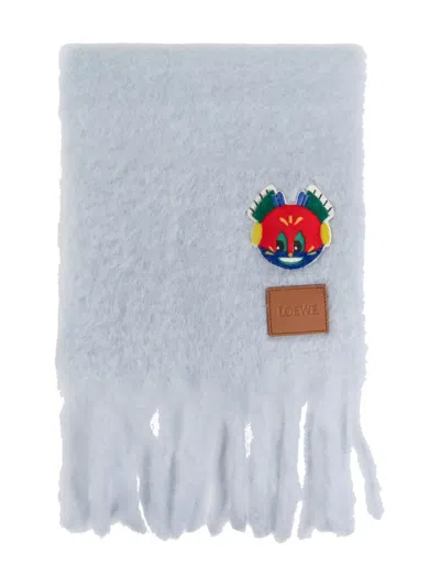 Loewe X Louis Wain Appliqué Fringed Scarf In Blue