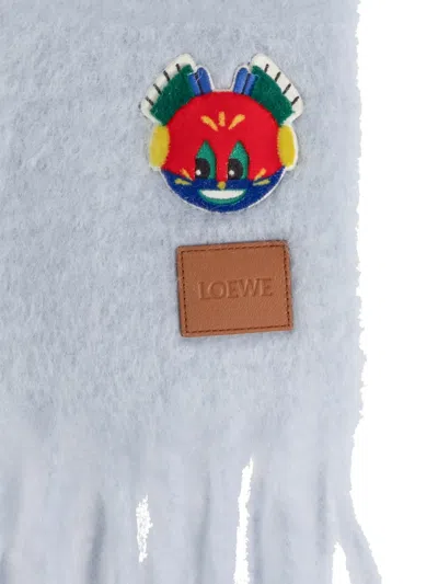 Loewe X Louis Wain Appliqué Fringed Scarf In Blue