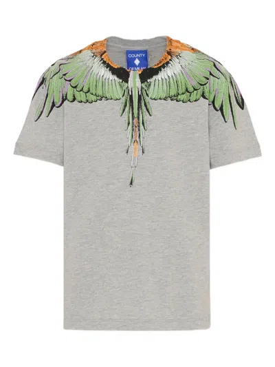 County Of Milan Wings-detail Round-neck T-shirt In Gray