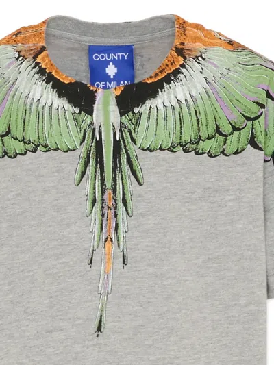 County Of Milan Wings-detail Round-neck T-shirt In Gray