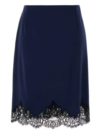 Stella Mccartney Lace-trim Satin Midi Skirt In Blue