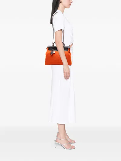 Pre-owned Hermes 1999 Toile Herbag Zip 31 Satchel In Brown