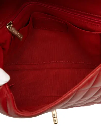 Pre-owned Chanel 2020 Cc Quilted Calfskin Ruffle Strap Flap Crossbody Bag In Red