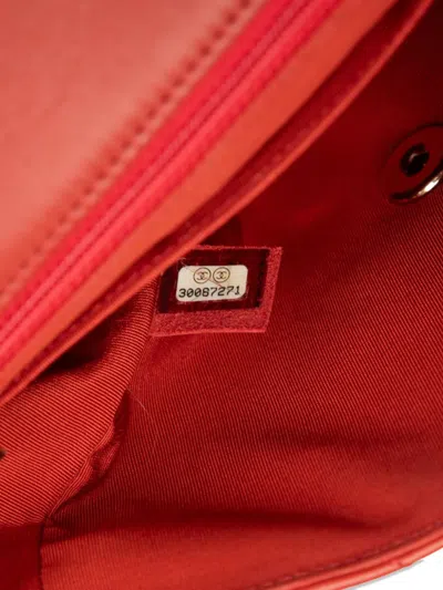 Pre-owned Chanel 2020 Cc Quilted Calfskin Ruffle Strap Flap Crossbody Bag In Red