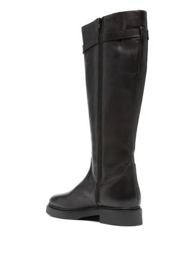 Keys Buckle Strap Boots In Brown