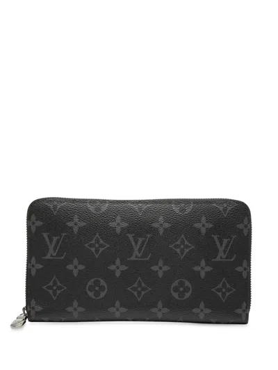 Pre-owned Louis Vuitton 2021-2025 Monogram Eclipse Zippy Organizer Wallet Long Wallets In Black