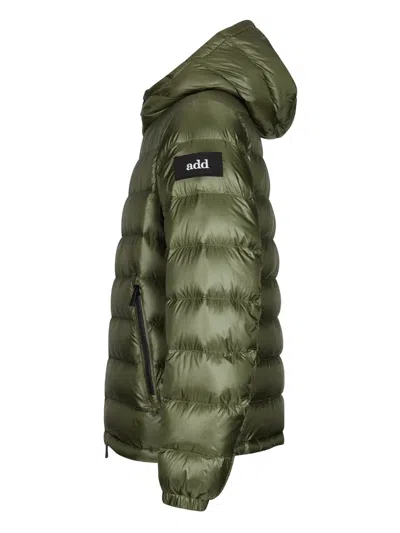 Add Green Quilted Down Jacket With Hood Men In Green