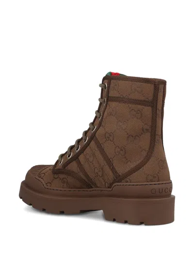 Gucci Gg-pattern Boots In Brown