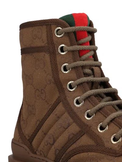Gucci Gg-pattern Boots In Brown