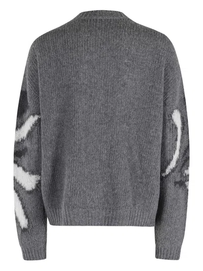 Roberto Collina Flower Inlay Crewneck Sweater In Gray