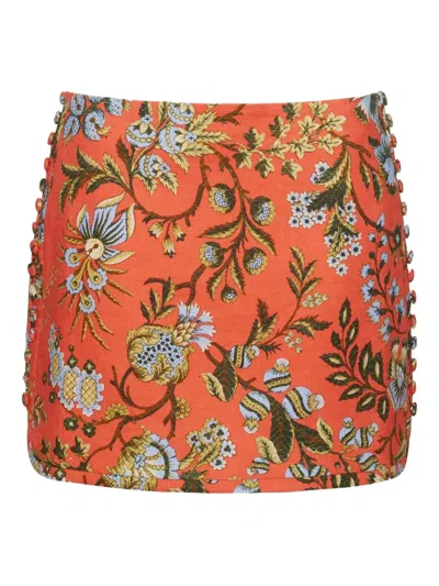 Cara Cara Roseland Floral Mini Skirt In Orange