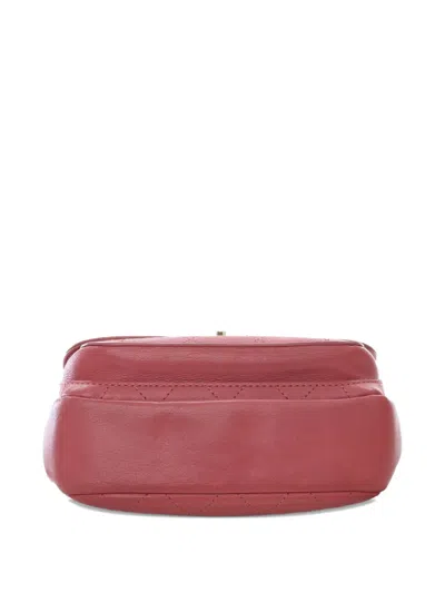 Pre-owned Chanel 2019 Small Stitched Calfskin Covered Cc Flap Crossbody Bag In Pink