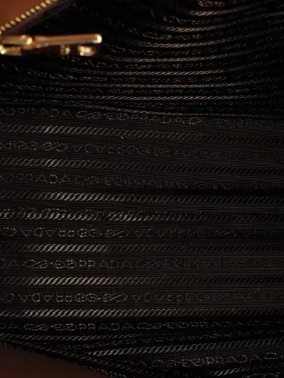 Pre-owned Prada Symbole Shopper Jacquard Large Tote Bag In Brown