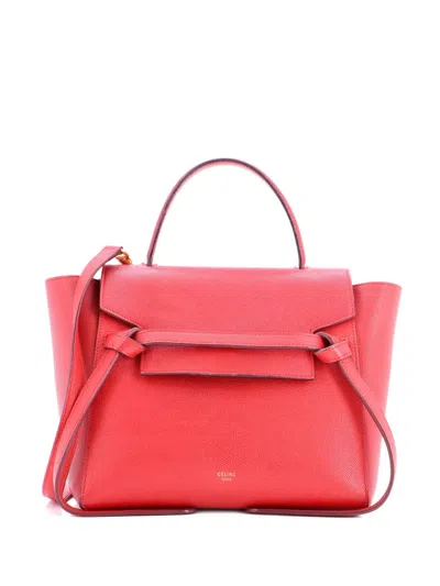 Pre-owned Celine Belt Bag Calfskin Mini Satchel In Red
