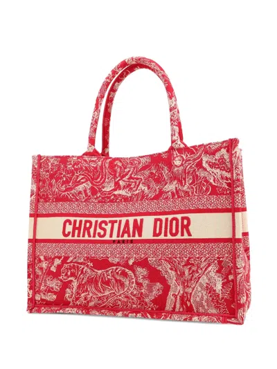 Pre-owned Dior 2020's Book Patterned Double-handle Tote Bag In Red