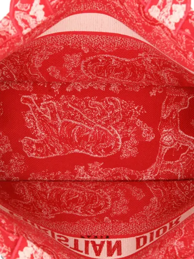 Pre-owned Dior 2020's Book Patterned Double-handle Tote Bag In Red