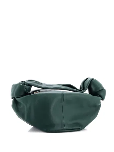 Pre-owned Bottega Veneta Double Knot Leather Mini Hobo Bag In Green