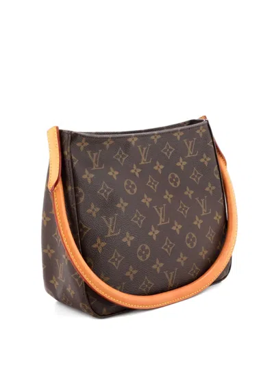 Pre-owned Louis Vuitton Looping Handbag Monogram Canvas Mm Satchel In Brown