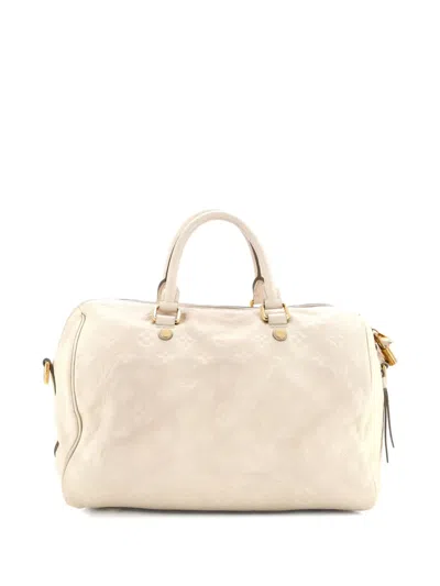Pre-owned Louis Vuitton Speedy Bandouliere Bag Monogram Empreinte Leather 30 Satchel In White