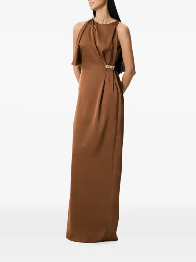 V:pm Atelier Etta Draped Maxi Dress In Brown
