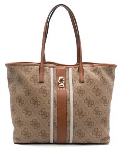 Guess Usa Monogram-pattern Shoulder Bag In Orange