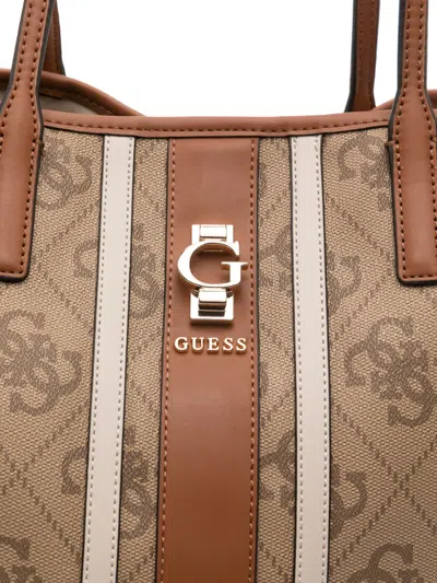 Guess Usa Monogram-pattern Shoulder Bag In Orange
