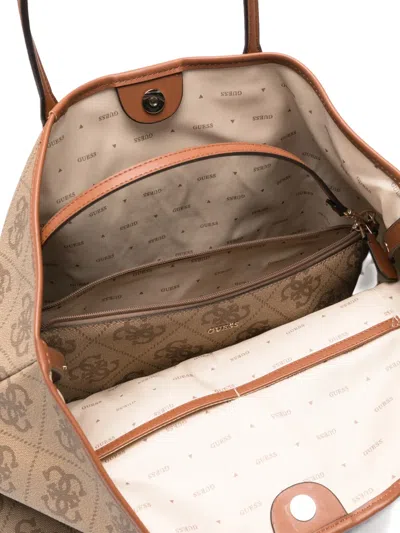 Guess Usa Monogram-pattern Shoulder Bag In Orange