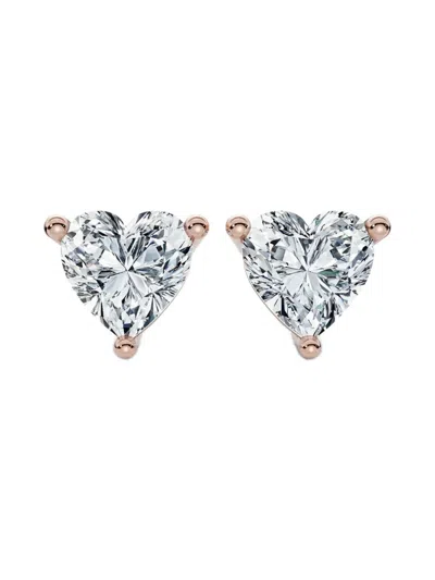 Tilla 14k Rose Gold Heart Diamond Stud Earrings In Gold