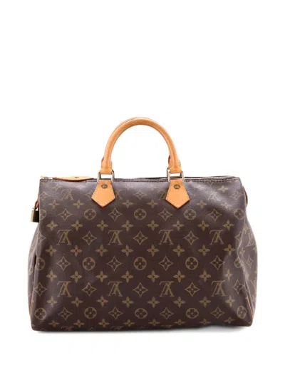 Pre-owned Louis Vuitton Speedy Handbag Monogram Canvas 35 Satchel In Brown