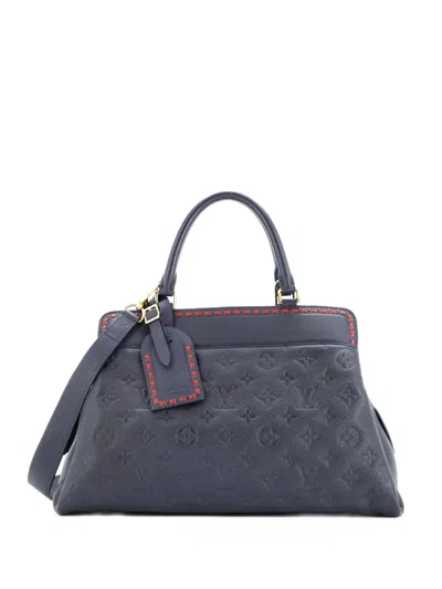 Pre-owned Louis Vuitton Vosges Handbag Whipstitch Monogram Empreinte Leather Mm Satchel In Blue
