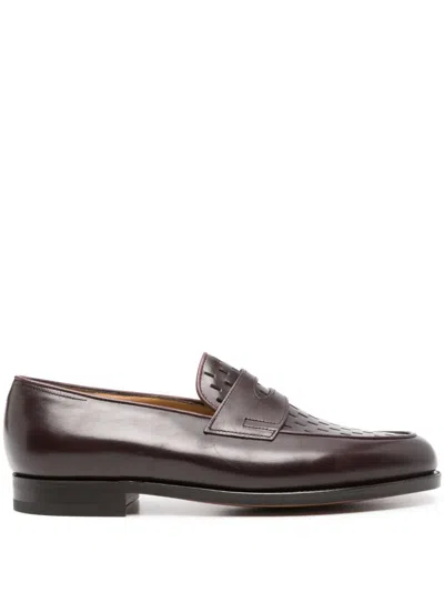 John Lobb Lopez Leather Loafers In Burgundy