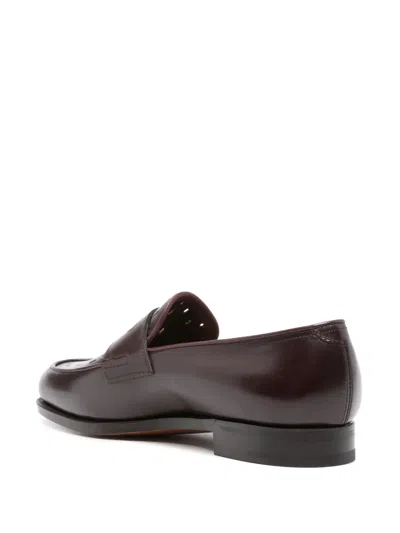 John Lobb Lopez Leather Loafers In Burgundy