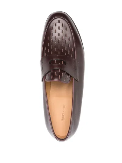 John Lobb Lopez Leather Loafers In Burgundy