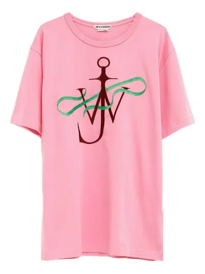 Jw Anderson Embroidered T-shirt In Pink