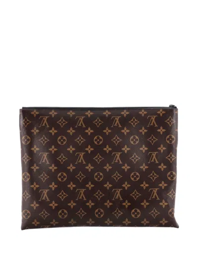 Pre-owned Louis Vuitton Solar Ray A4 Pouch Monogram Canvas Clutch Bag In Brown