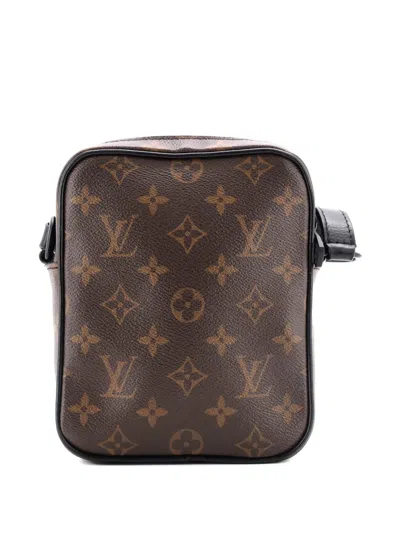Pre-owned Louis Vuitton Christopher Wearable Wallet Macassar Monogram Canvas Crossbody Bag In Black