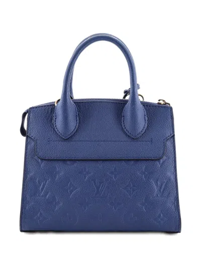 Pre-owned Louis Vuitton Pont Neuf Handbag Monogram Empreinte Leather Mini Satchel In Blue