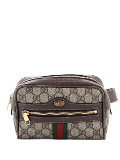 Pre-owned Gucci Ophidia Gg Coated Canvas Small Belt Bag In Brown